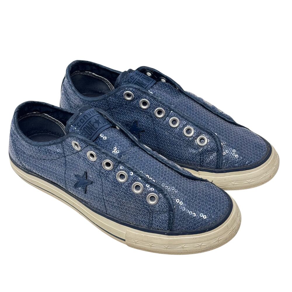 Converse One Star Women’s Chuck Taylor Low Y2K Blue Sequins Sneakers Size 8.5